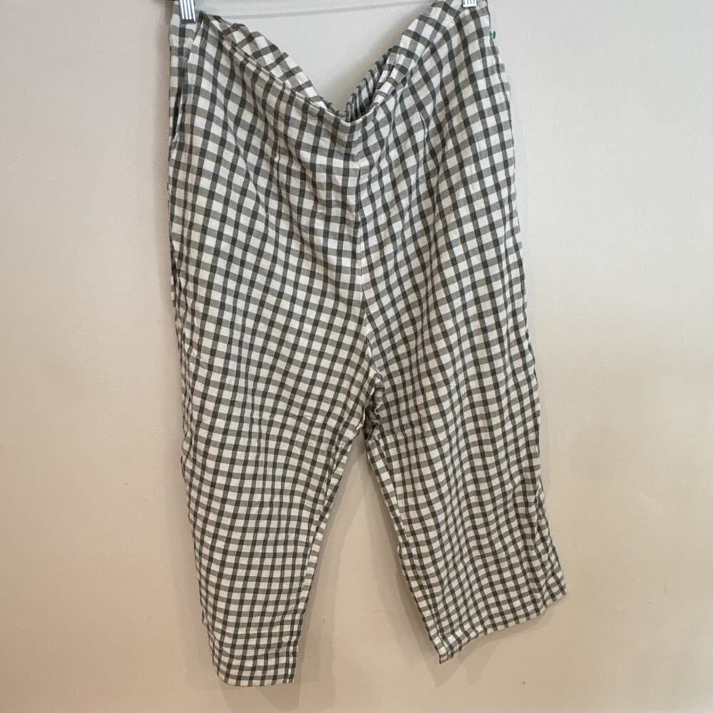 Ellos Women's Plus Size 22 Green/White Gingham Check Capri Pants